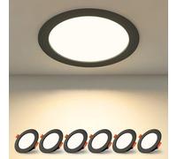 BAGZY Downlight LED Techo Empotrable 7W Negro 220V IP44 Blanco Neutro 4000K Interior Focos Techo Redondo Extraplano Recorte 65-75mm Ojos de Buey LED para Baño Cocina Pack de 6（Modelo sin conductor）