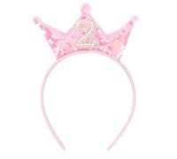BAHABY Diadema de corona de cumpleaños con purpurina rosa para niñas, traje de segundo cumpleaños para niñas de 2 años, regalo de cumpleaños