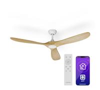 KLARSTEIN Ventilador de Techo Silencioso Smart 152 cm, Arce - Control Remoto, Voz y App, 6 Velocidades, Función Verano/Invierno, Motor DC Eficiente, Sin Luz, para Habitaciones hasta 30 m²
