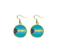 Bahamas Country Flag Name Ear Dangle Golden Drop Earring Jewelry Woman