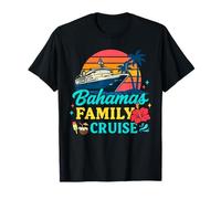 Bahamas Family Cruise Retro Sunset Hibiscus Summer Vacation Camiseta