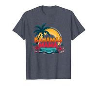 Bahamas Mama Tropical Paradise Beach Vacaciones Camiseta, Hombre, Azul Jaspeado, L