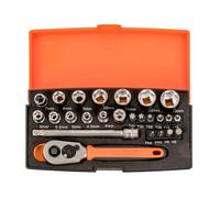 Bahco 0.6cm Disco Métrico Enchufe y Broca Juego 25 Piezas Simple Hex Cromo SL25