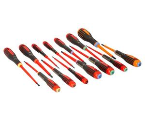 BAHCO Juego de destornilladores ranurados/Phillips/Pozidriv/TORX®/Combi PZ | Apertura de mandíbula extra ancha | Dos tamaños populares | Cómodo agarre ERGO | Profesionales del comercio