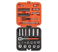 Bahco Juego de llaves de vaso y puntas de 51 piezas - 1/4 pulgadas y 3/8 pulgadas | Acero al cromo vanadio | Kit de herramientas profesional con trinquete, enchufes y accesorios para bricolaje y uso