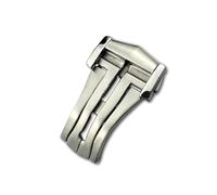 BAHDB Hebilla de reloj desplegable, cierre plegable de 16mm, 18mm y 20mm para correa de cuero Omega, banda de goma, accesorios de acero negro y plateado 316L(Silver style 2,16mm)