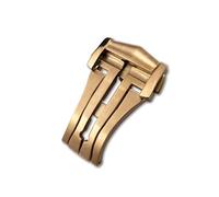 BAHDB Hebilla de reloj desplegable, cierre plegable de 16mm, 18mm y 20mm para correa de cuero Omega, banda de goma, accesorios de acero negro y plateado 316L(Rose style 2,16mm)