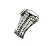 BAHDB Hebilla de reloj desplegable, cierre plegable de 16mm, 18mm y 20mm para correa de cuero Omega, banda de goma, accesorios de acero negro y plateado 316L(Silver style 1,18mm)