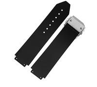 BAHDB Para Hublot correa BIG BANG auténtica correa de reloj de acero inoxidable hebilla herramienta gratis nueva correa de reloj de goma de silicona negra para hombres 25 * 19mm(Black stripe)