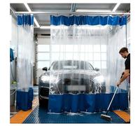 Bahía de lavado industrial con ojales de 0,6 mm, impermeable, de PVC, divisor de paneles laterales con división de empuje y tracción para taller de fábrica (azul, 2 x 2,2 m)