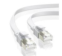 BAHIWOM Cable Ethernet Cat8 de 3 Metros, 40Gbps/2000MHz Cat 8 Cable de Red Plano RJ45 LAN Internet de Alta Velocidad, Compatible con Router, con Laptop, con TV - Blanco