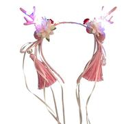 BAHJKASD MerryChristmas - Aro para el pelo iluminado con borlas, diadema LED de Navidad, accesorios para escenarios, suministros para festivales