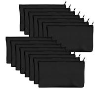 Bahwphry 15 bolsas de lona negra en blanco de 8.3 x 4.7 pulgadas, bolsa de almacenamiento de papelería con cremallera, estuche para lápices de graffiti, bolsa de regalo