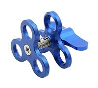 Bahwphry Abrazadera de bola con 3 agujeros para luces de buceo, soporte de clip de mariposa para cámara de acción, linterna, trípode, color azul