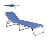 Baia Esté - Tumbona con Parasol, Estructura de Aluminio Plegable, Respaldo Ajustable en 5 Posiciones, PVC y poliéster, Azul Jaspeado