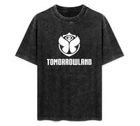 BAIAOBANG Tomorrowland Music Festival Band Vintage Streetwear T-Shirt Washed Unisex Tops Size S