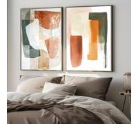 Baibexing 2 Láminas De Lienzo Con Formas Geométricas Bohemias Abstractas Verdes Para Decoración De Pared Y Hogar. 60X80Cmx2Pcs Sin Marco