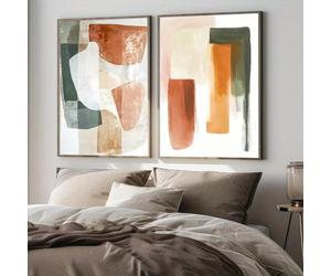 Baibexing 2 Láminas De Lienzo Con Formas Geométricas Bohemias Abstractas Verdes Para Decoración De Pared Y Hogar. 30X40Cmx2Pcs Sin Marco