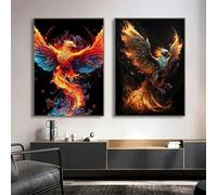 Baibexing 2 Piezas De Lienzos De Leyendas De Arte Retro De Ave Fénix, Pósteres E Impresiones De Arte De Pared En Hd Para Decoración Del Hogar Y La Sala De Estar. 30X40Cmx2Pcs Sin Marco