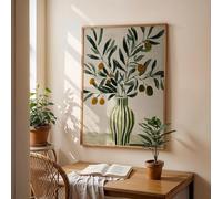 Baibexing Cuadro Abstracto Botánico De Una Rama De Olivo Verde Sobre Lienzo, Póster E Impresiones Para Decoración De Pared De Dormitorio Y Sala De Estar. 30X40Cm Sin Marco