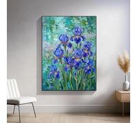 Baibexing Cuadro Abstracto De Flores De Iris, Pintura Botánica Impresionista Sobre Lienzo, Póster E Impresiones Para Decoración De Pared De Sala De Estar. 50X70Cm Sin Marco