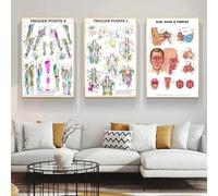 Baibexing Cuadro De Puntos Gatillo De Anatomía Humana, Lienzo Informativo, Póster, Impresiones, Arte De Pared, Imagen, Sala De Estar, Decoración De La Habitación Del Hogar 30X40Cmx3Pcs Sin Marco