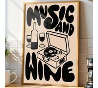 Baibexing Cuadro Decorativo De Pared Con Temática De Música Y Vino, Ideal Para La Sala De Estar, El Dormitorio O Cualquier Otro Lugar. 30X40Cm Sin Marco