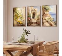 Baibexing Cuadro Decorativo Vintage Italiano Con Paisaje De Limoneros, Ideal Para La Decoración De La Sala De Estar. 30X40Cmx3Pcs Sin Marco