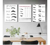Baibexing Guía Para Técnicos En Extensiones De Pestañas, Lienzos Pintados, Pósteres E Impresiones, Arte Mural De Maquillaje, Decoración De Salón. 40X60Cmx3Pcs Sin Marco