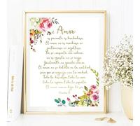 Baibexing Impresión De Versículo Bíblico En Español El Amor Es Bondadoso 1 Corintios 13 Cartel Con Cita Bíblica Pintura En Lienzo Para Pared Decoración Del Hogar Para Sala De Estar 50X70Cm Sin Marco