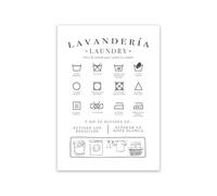 Baibexing Lámina Lavandería Decoración De Pared Para Lavandería Española, Lienzo, Cuadros Artísticos, Póster Minimalista, Inauguración De La Casa, España, A7 30X40Cm Sin Marco