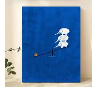 Baibexing Póster Abstracto De Animales: Tres Elefantes Y Un Patito. Lienzo Impreso Para Decoración De Pared De Sala De Estar. 30X40Cm Sin Marco