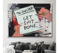 Baibexing Póster Con La Letra Get Shit Done Impreso, Cuadro De Arte De Pared Modular, Pintura En Lienzo, Decoración Del Hogar Para Sala De Estar 60X90Cm Sin Marco