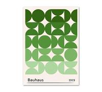 Baibexing Póster De Pintura En Lienzo Con Impresiones De Arquitectura Vintage Verde Bauhaus Abstracta Para Pared, Imágenes Para Decoración De Sala De Estar A2 50X70Cm Sin Marco