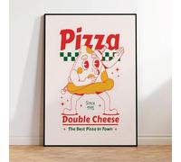 Baibexing Póster De Pizza Moderna Con Doble Queso, La Mejor Pizza De La Ciudad, Arte De Pared, Impresiones En Lienzo, Pintura Para La Sala De Estar, Decoración Del Hogar. 30X40Cm Sin Marco