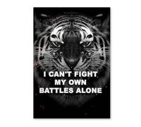 Baibexing Póster De Tigre Blanco Y Negro Con Impresiones En Lienzo Inspirador Inglés, Imagen Artística De Pared Para La Decoración Del Hogar De La Sala De Estar 40X50Cm Sin Marco