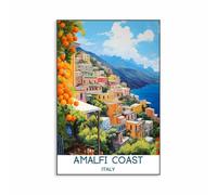 Baibexing Póster De Viaje Con Estampado De Paisaje De Ciudad, Naturaleza, Italia, Costa De Amalfi, Pintura En Lienzo, Arte De Pared, Decoración Del Hogar Para Sala De Estar A4 40X50Cm Sin Marco