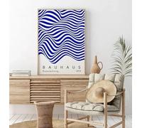 Baibexing Póster Impreso En Lienzo Abstracto Azul Bauhaus, Arte De Pared Minimalista Retro, Póster De Exposición Bauhaus, Decoración De Habitación Moderna A1 60X90Cm Sin Marco