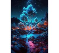 Baibexing Pósteres Abstractos De Vida, Árboles, Plantas, Galaxias Y Cielos. Láminas, Lienzos, Pinturas, Arte Mural, Decoración Natural Para Sala De Estar Y Hogar A7 40X50Cm Sin Marco