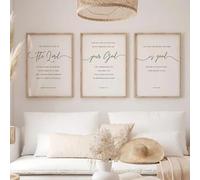 Baibexing Versículo Bíblico: El Señor Tu Dios Es Bueno, Lienzo Minimalista Con Escritura Cristiana, Arte De Pared, Pósteres Para Sala De Estar, Decoración Del Hogar 60X80Cmx3Pcs Sin Marco