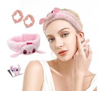 BAIDZFU Diadema de Maquillaje, Stitc Diadema de Dibujos Animados, Diadema Skincare, Stitc Diademas, Diadema de Lavado Facial, Diadema Elástica Polar Coral, para Maquillaje, Bañarse, Yoga (Rosa)