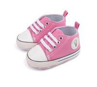 BAIELey walk in the clouds Tenis de lona para bebés y niñas con cordones para recién nacidos, Pink, 6-12 meses