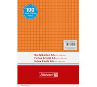 Baier & Schneider - Cartulina (180 g/m², A6, de cuadros, horizontal), color naranja