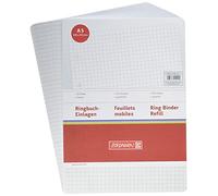 Baier & Schneider - Hojas para carpetas de anillas (A5, 70 g/m², de cuadros, 100 unidades), color blanco