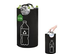 Baieye 115L - Colector de botellas, basura, clasificación selectiva para plástico y cristal, cubo exterior de reciclaje con mango de aluminio, papelera de cocina