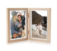 Baieye Marcos de Fotos Doble 10x15cm, Marco Fotos Doblar de Madera, Capacidad Para 2 Fotos(6 in), para Retrato Varias Fotos Marco,Decoración Hogareña,Día de la Madre Regalo,Boda