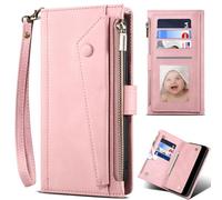 BaiFu Bloqueo RFID Funda para Vivo X200 FE Cover, Bolsillo con Cremallera Carcasa Billetera para Vivo X200 FE-Rosa