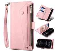 BaiFu Carcasa Billetera Funda para Vivo X200 FE, Bloqueo RFID, Flip Wallet Case Magnético para Vivo X200 FE Cover-Rosa