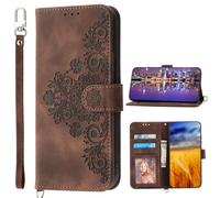 BaiFu Funda Billetera con Tapa Magnética para Realme 14 Pro+, Soporte y Correa para la muñeca, Ranura Cover para Realme 14 Pro+-Marrón