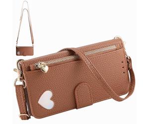 BaiFu Funda Cartera Tipo Bandolera para Honor X50i/90 Lite, Cartera magnética de Piel sintética con Tarjetero, Bolsillo con Cremallera y cordón Largo-Marrón